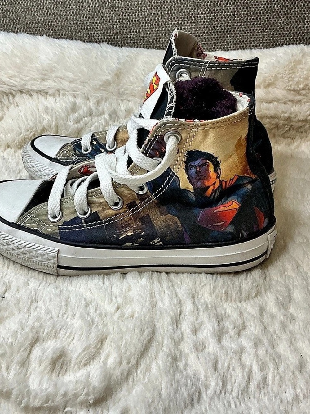 Boys Converse Chuck Taylor All Star Superman High Top Sneakers Sz 12